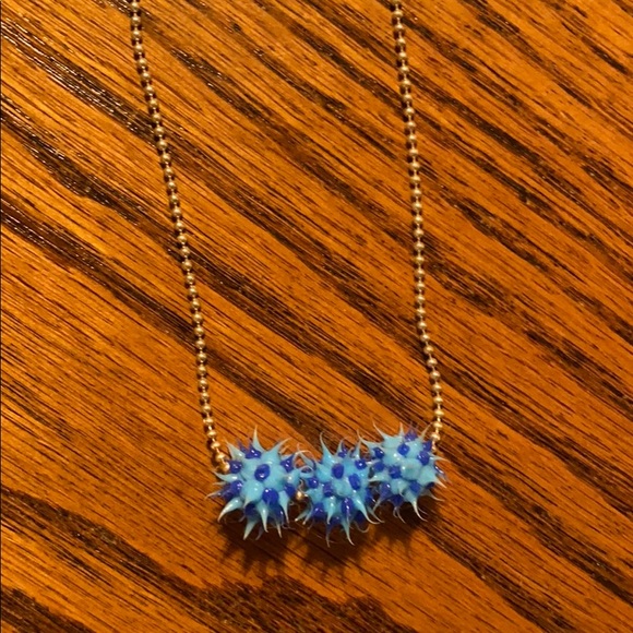Vintage Y2K Spiky Blue Balls Raver Punk Emo Grunge Long Necklace Jewelry Novelty - Picture 2 of 5